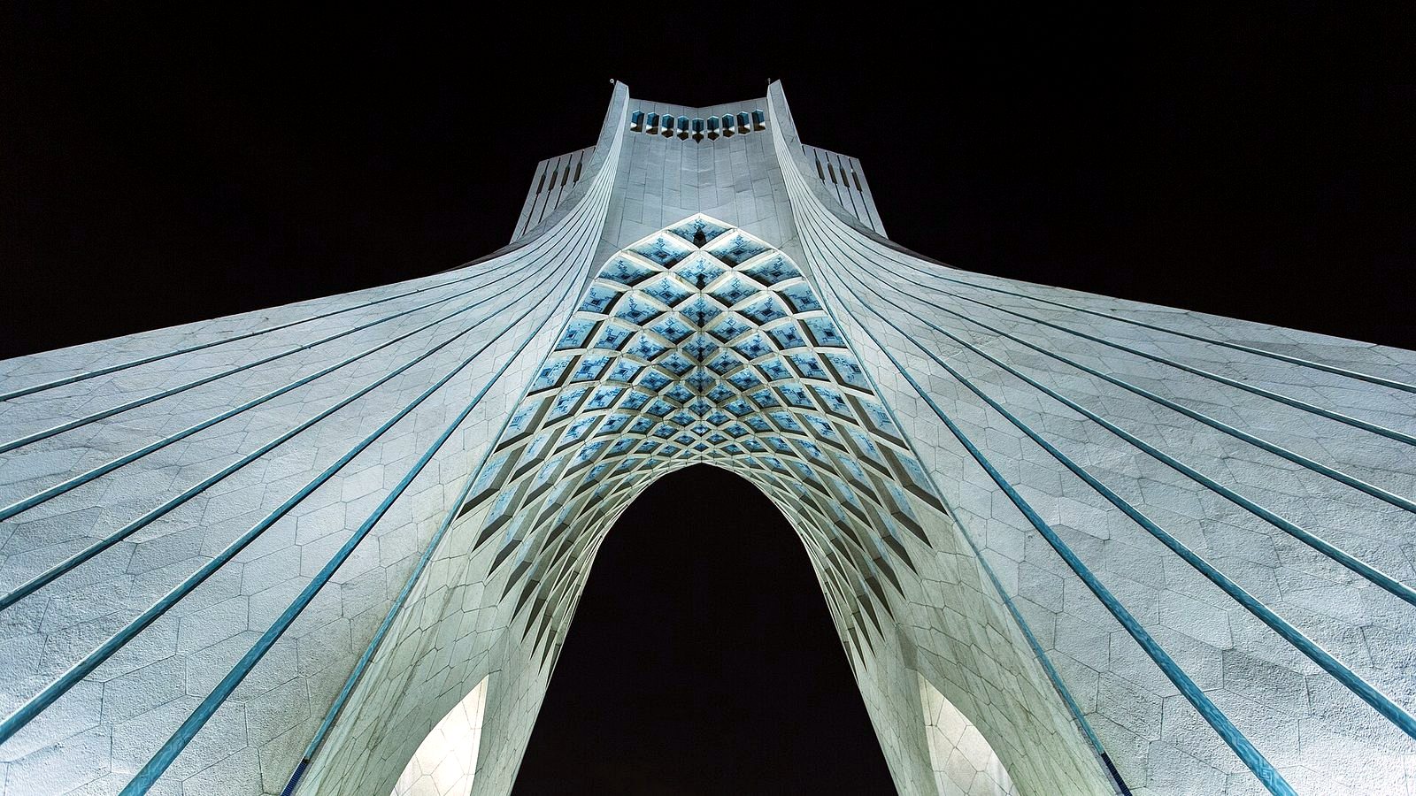Azadi Tower at night in low angle.jpg